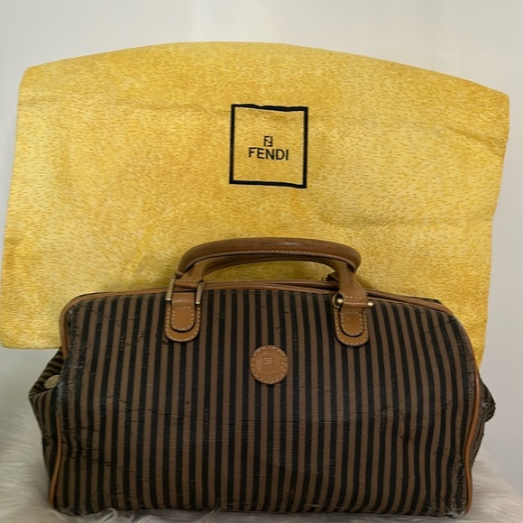 FENDI VINTAGE AUTHENTIC CANVAS SATCHEL - Picture 1 of 16